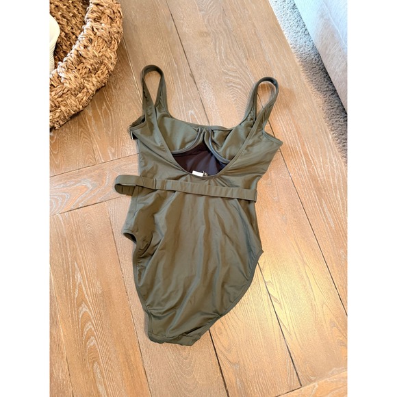 Lauren Ralph Lauren Belted One Piece Swimsuit Womens Olive Green Size 8 NEW - Picture 3 of 7